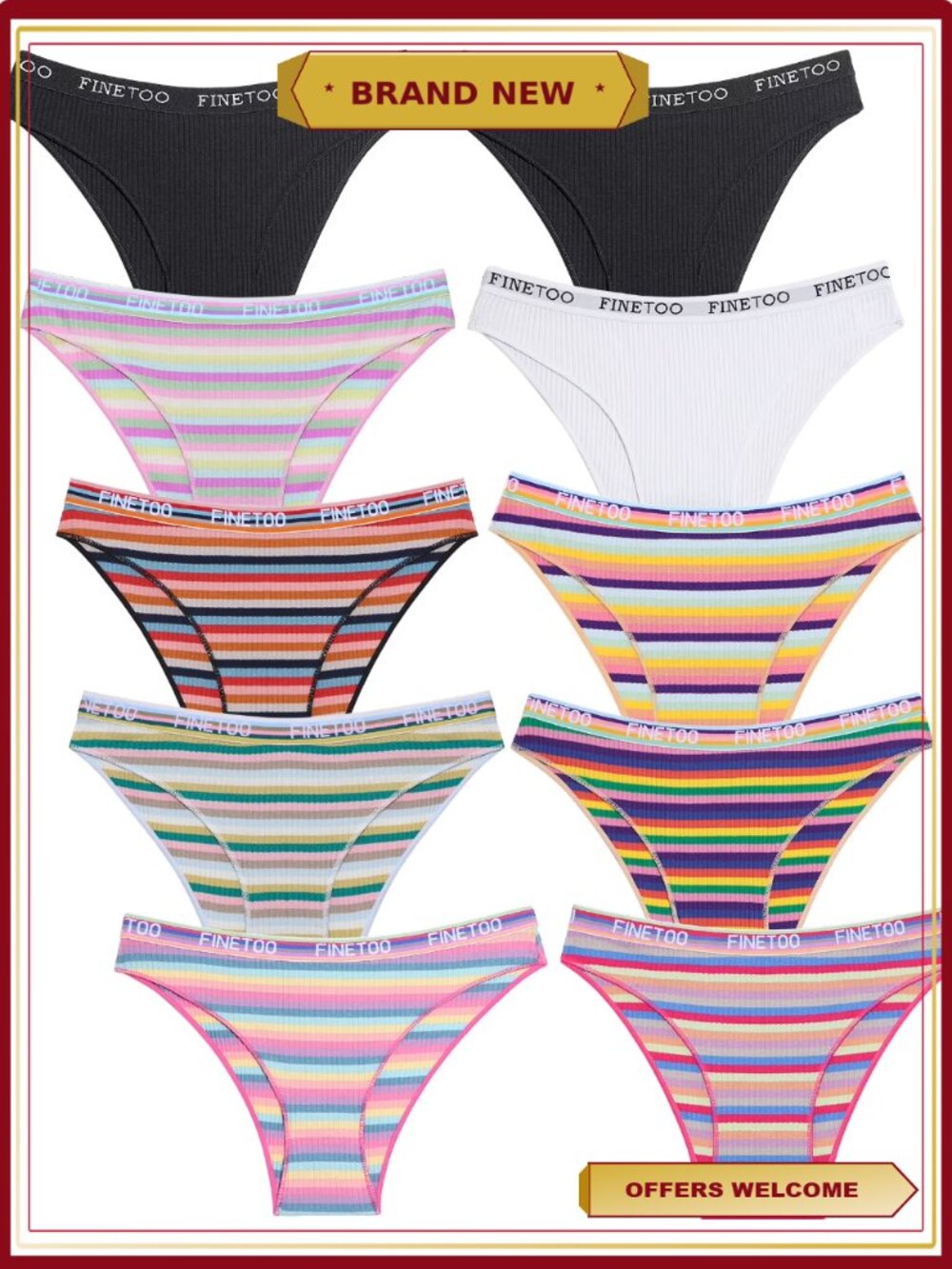 10 Pack Cotton Women's Underwear Cheeky High Cut Breathable